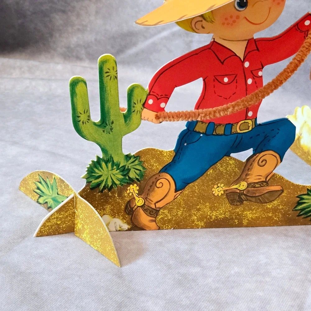 Freckles Cowboy‎ Horse Centerpiece Hallmark Cardboard 3D Vintage Party